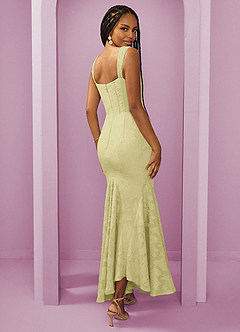 Barbie ♥ Azazie Vestidos de damas de honor Vestido de Sorbete De Limón de Devorado Floral de Corte Recto con Corte Lateral image2