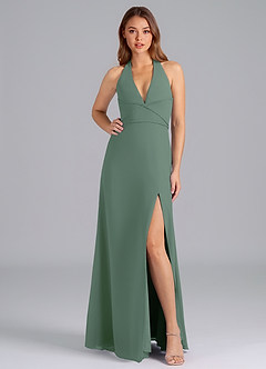 Azazie Odie Jurken voor bruidsmeisjes Jurk van Chiffon met A-Lijn Eucalyptus image3