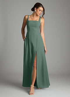 Azazie Debra Bridesmaid Dresses Sea Moss A-Line with Pockets Chiffon Convertible Dress image4