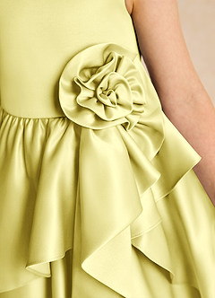 Azazie Hermia Flower Girl Dresses Lemon Sorbet A-Line Sleeveless Matte Satin Dress image6