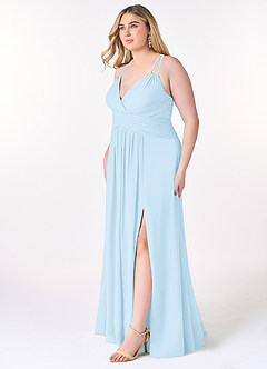 Azazie Farren Robes de demoiselle d'honneur Robe Trapèze Convertible en Mousseline de soie Plissée Bleu Ciel image11