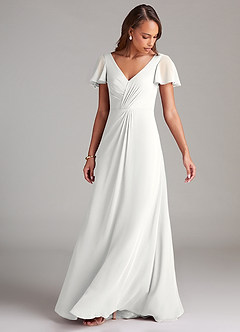 Azazie Soren Bridesmaid Dresses White A-Line Ruched Chiffon Dress image5