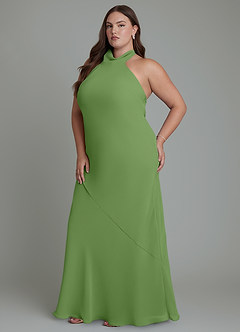 Azazie Velli Bridesmaid Dresses Basil Mermaid High Neck Chiffon Dress image12