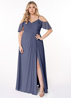 Azazie Dakota Bridesmaid Dresses Stormy A-Line V-Neck Pleated Chiffon Dress image6