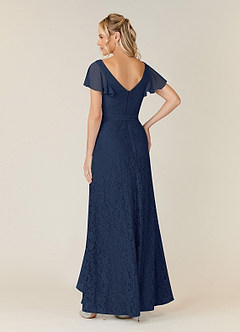 Azazie Knox Mother of the Bride Dresses Dark Navy A-Line V-Neck Chiffon Dress image4