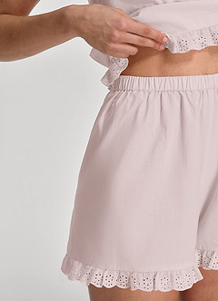 front Pyjama-Set aus gewebtem Baumwoll-Top mit Rüschen und Shorts