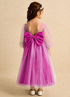 Azazie Trudy vestidos de niña de las flores Vestido de Fucsia de Tul de Princesa con Escote de Corazón image2