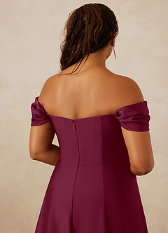 Christian Siriano Bridal for Azazie 1002 Bridesmaid Dresses Mulberry A-Line Off the Shoulder Stretch Satin Convertible Dress image14