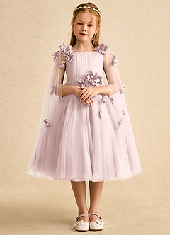 Azazie Staria Robe Demoiselle D'honneur Fillette Robe Princesse en Tulle Drapé Rose Pâle image1