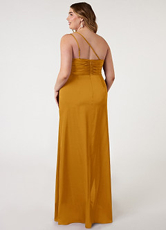 Azazie Eren Bridesmaid Dresses Butterscotch Mermaid One Shoulder Stretch Satin Dress image7