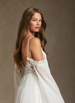Azazie Nova Wedding Dresses Diamond White A-Line Sequins Chiffon Dress image5
