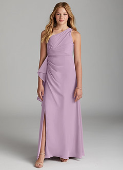 Azazie Maive Junior Wisteria A-Line Pleated Chiffon Dress image2
