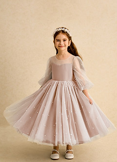 Azazie Trudy Sukienki dla dziewczynek sypiących kwiaty Suknia balowa Dekolt w kształcie serca Tiul Długość herbaty Sukienka image5