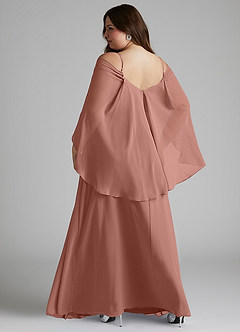 Azazie Cienna Bridesmaid Dresses Cedar Rose A-Line Off the Shoulder Chiffon Dress image8