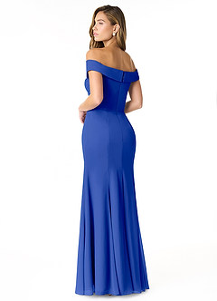 Azazie Lecia Brautjungfernkleider Wandelbar Empire Schulterfrei, plissiert Chiffon Kleid Königsblau image4