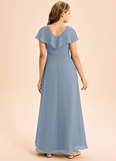 Azazie Lainey Junior Dusty Blue A-Line with Pockets Chiffon Dress image2