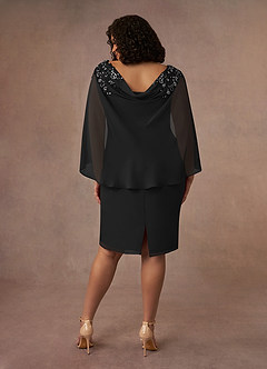 Azazie Carmela Mother of the Bride Dresses Black Sheath Lace Chiffon Dress image11