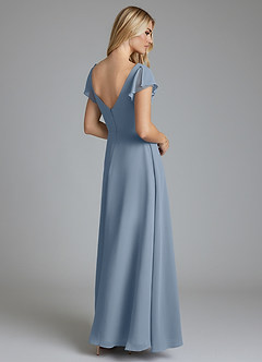 Azazie Omari Bridesmaid Dresses Dusty Blue A-Line Chiffon Dress image2