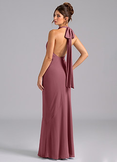 Azazie Velli Abiti da Damigella Abito Sirena in Chiffon Collo alto Rosa Del Deserto image7