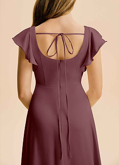 Azazie Bondi Junior Sangria A-Line Side Slit Stretch Satin Dress image6