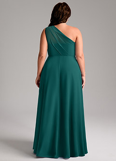 Azazie Phaedra Bridesmaid Dresses Peacock A-Line One Shoulder Chiffon Dress image10