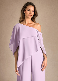 Azazie Halima Mother of the Bride Dresses Frosted Lilac Jumpsuit/Pantsuit Side Slit Chiffon Dress image8
