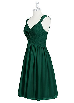 Azazie Angie Bridesmaid Dresses Emerald A-Line Corset Chiffon Dress image10
