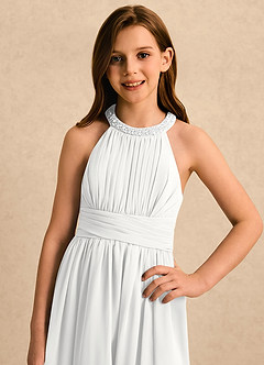 Azazie Aria Girls Formal Flower Girl Klänningar Klänning A-Line i Chiffong Plisserad image4