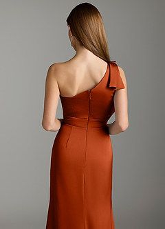 Azazie Rinna Brautjungfernkleider Meerjungfrau-Linie Gestreift Stretch-Satin Kleid Paprika image7