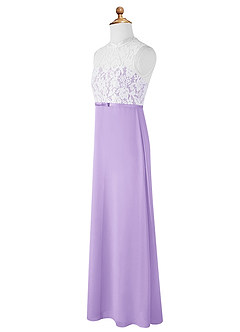 Azazie Rana Junior Lilac A-Line Lace Chiffon Dress image7