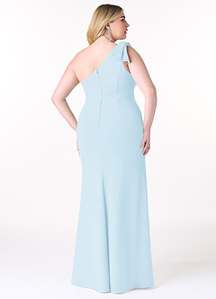 Azazie Rinna Vestidos de damas de honor Vestido de Azul Cielo de Crepé elástico de Corte Sirena con Hombro unilateral image6