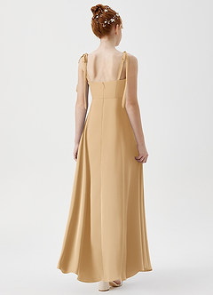 Azazie Rosey Junior Gold A-Line Sweetheart Neckline Stretch Satin Dress image2