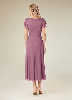 Azazie Vera Mother of the Bride Dresses Vintage Mauve A-Line V-Neck Pleated Mesh Dress image4