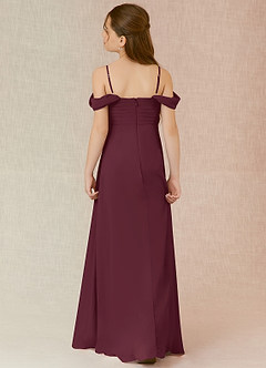 Azazie Kaitlynn Junior Cabernet A-Line Off the Shoulder Chiffon Dress image2