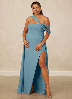 Christian Siriano Bridal for Azazie 1014 Bridesmaid Dresses Moody Blue A-Line Off the Shoulder Chiffon Dress image12