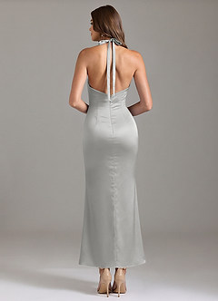 Azazie Valerie 신부 들러리 드레스 인어 주름진 스트레치 새틴 발목 길이 드레스 image2