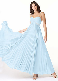 Azazie Devyn Bridesmaid Dresses Sky Blue A-Line Corset Chiffon Dress image1
