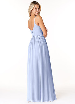 Azazie Rayna Brautjungfernkleider A-Linie V-Hals Gefaltet Chiffon Kleid Eis image5