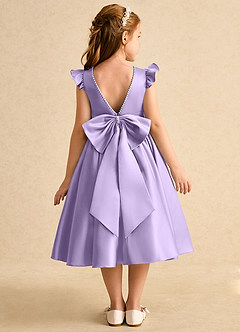 Azazie Dumpling vestidos de niña de las flores Vestido de Lila de Satin Mate de Corte en A con Lazo image1