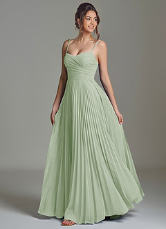 Azazie Catie 신부 들러리 드레스 A라인 스윗하트 네크라인 쉬폰 바닥 길이 드레스 image5