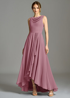 Azazie Wonderland Bridesmaid Dresses Vintage Mauve A-Line Pleated Chiffon Dress image1