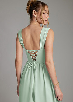 Azazie Caterina Bridesmaid Dresses Agave A-Line Corset Chiffon Dress image2