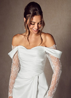 Azazie Alexa Wedding Dresses Diamond White A-Line Sweetheart Neckline Lace Dress image5