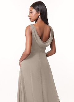 Azazie Karina Bridesmaid Dresses Frost A-Line Pleated Chiffon Dress image4