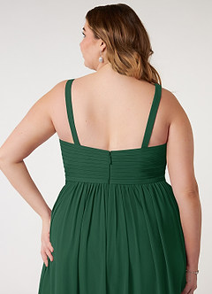 Azazie Chanel Bridesmaid Dresses Dark Green A-Line Pleated Chiffon Dress image11