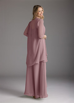 Azazie Weisz Abiti per la Madre della Sposa Abito A-Line in Chiffon Plissettato con Scollo Quadrato Rosa Polverosa image2