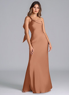 Azazie Driea Brudtärnklänningar Klä av Sjöjungfru i Stretch Satin Ena axeln Bronzer image7