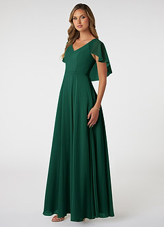 Azazie Jamie Bridesmaid Dresses Emerald A-Line Chiffon Dress image3