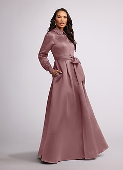 Azazie Ruth Kleider für die Brautmutter A-Linie Spitze Matte Satin Kleid Altrosa image1