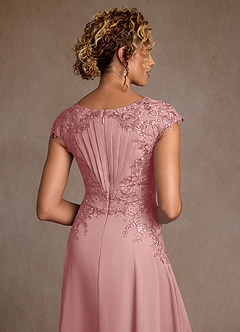 Azazie Christi vestidos de madre de la novia Vestido Rosa Polvorienta de Gasa de Corte en A con Encaje image6